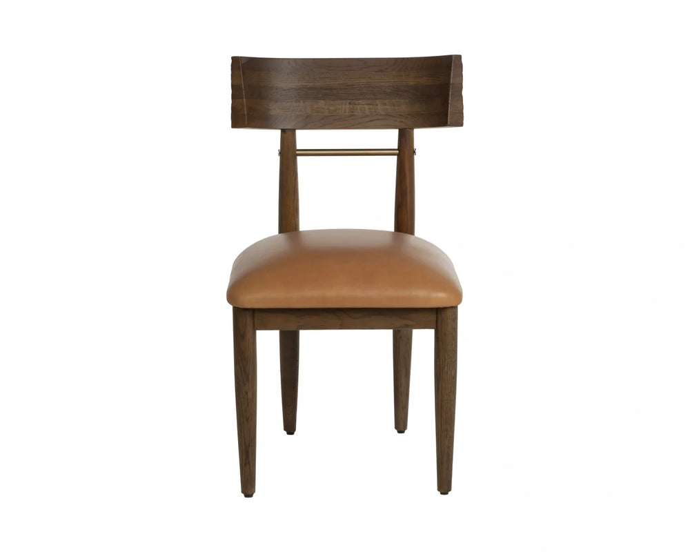 Florian Dining Chair - Chocolate - Tan Leather - Set of 2
