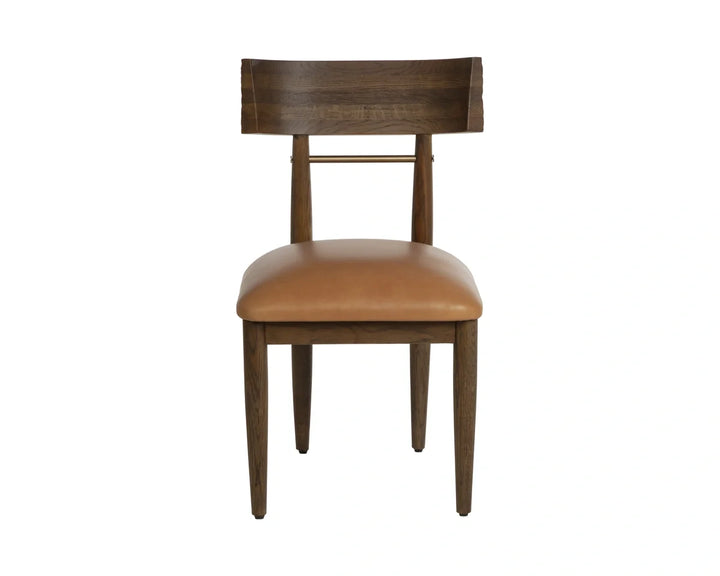 Florian Dining Chair - Chocolate - Tan Leather - Set of 2