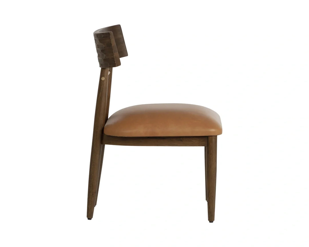 Florian Dining Chair - Chocolate - Tan Leather - Set of 2
