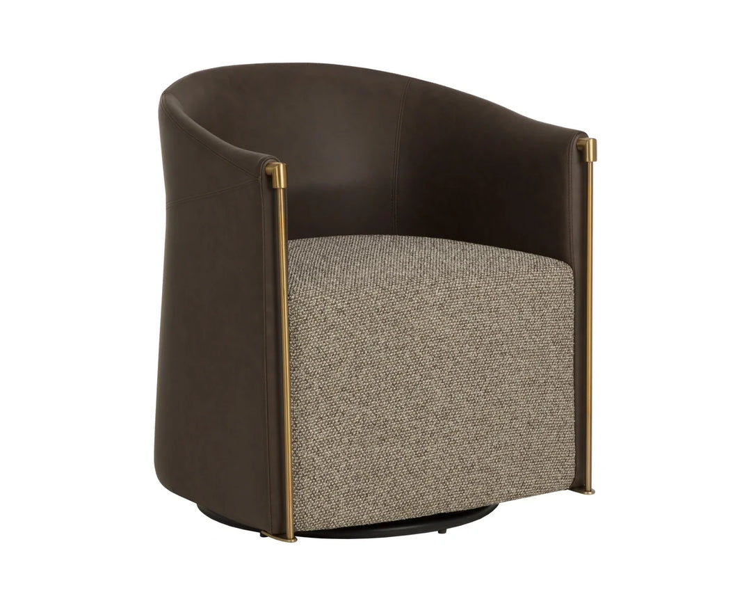 Leontine Swivel Lounge Chair - Gellar Earth / Eglinton Espresso