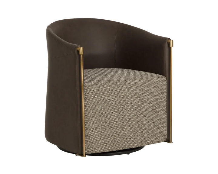 Leontine Swivel Lounge Chair - Gellar Earth / Eglinton Espresso