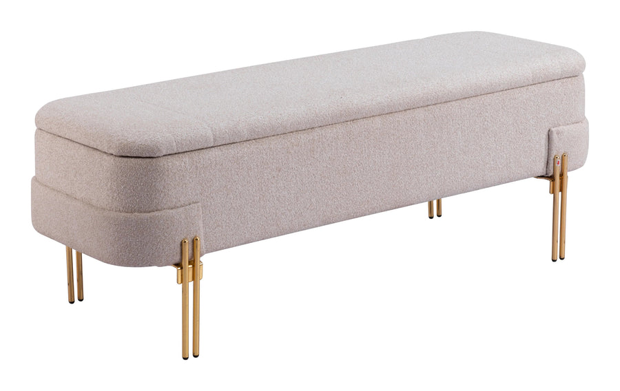 SwayLiving Lebreton Storage Bench Oatmeal Beige BENCHES
