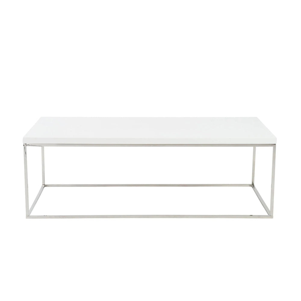 SwayLiving Teresa Rectangle Coffee Table with Polished Stainless Steel Base COFFEE TABLES