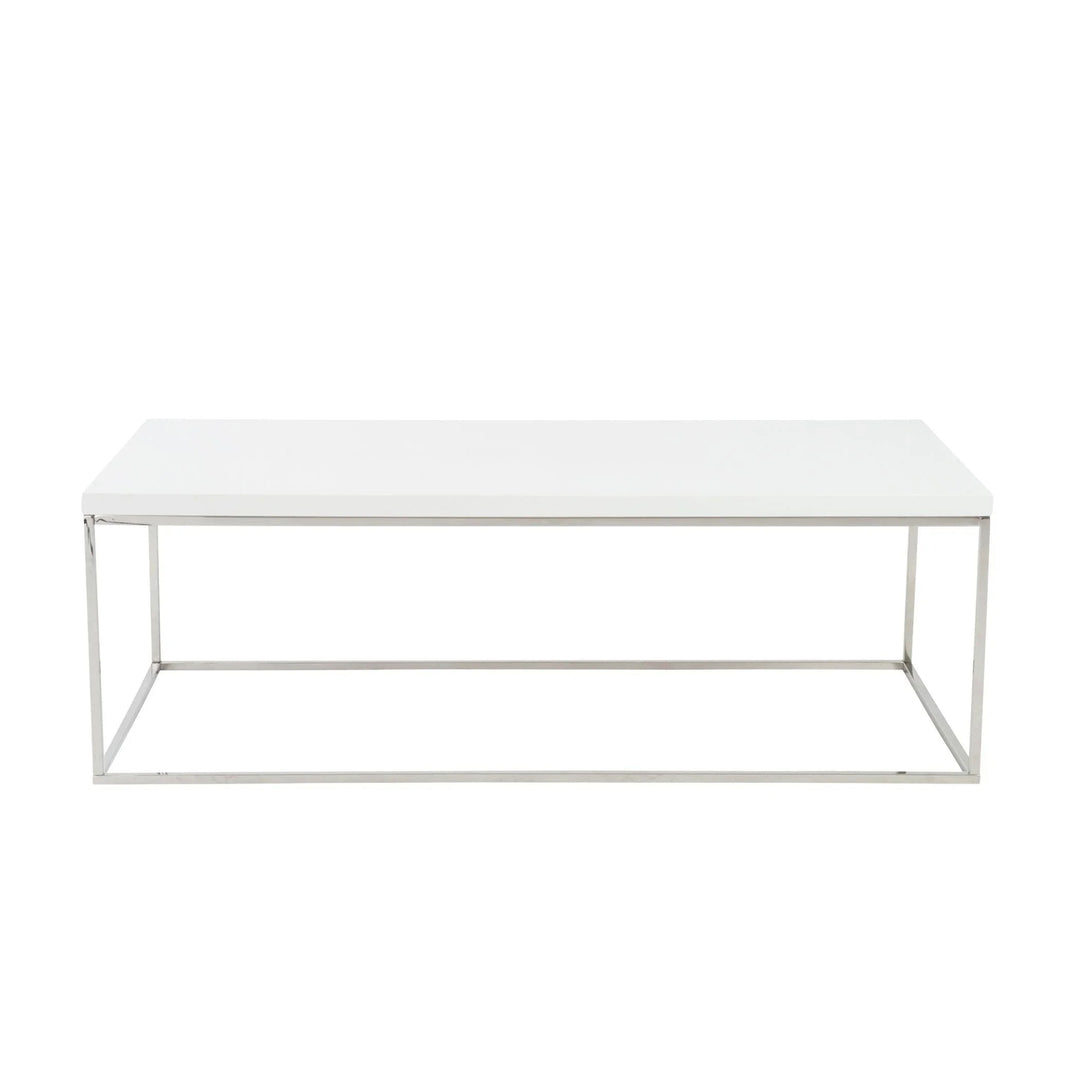 SwayLiving Teresa Rectangle Coffee Table with Polished Stainless Steel Base COFFEE TABLES
