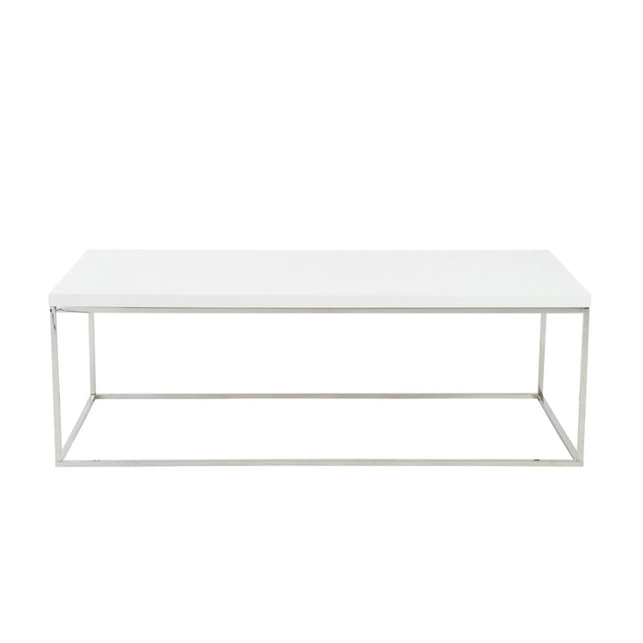 SwayLiving Teresa Rectangle Coffee Table with Polished Stainless Steel Base COFFEE TABLES