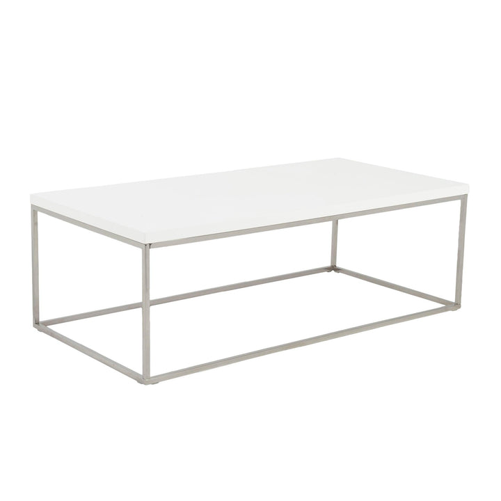 SwayLiving Teresa Rectangle Coffee Table with Polished Stainless Steel Base COFFEE TABLES