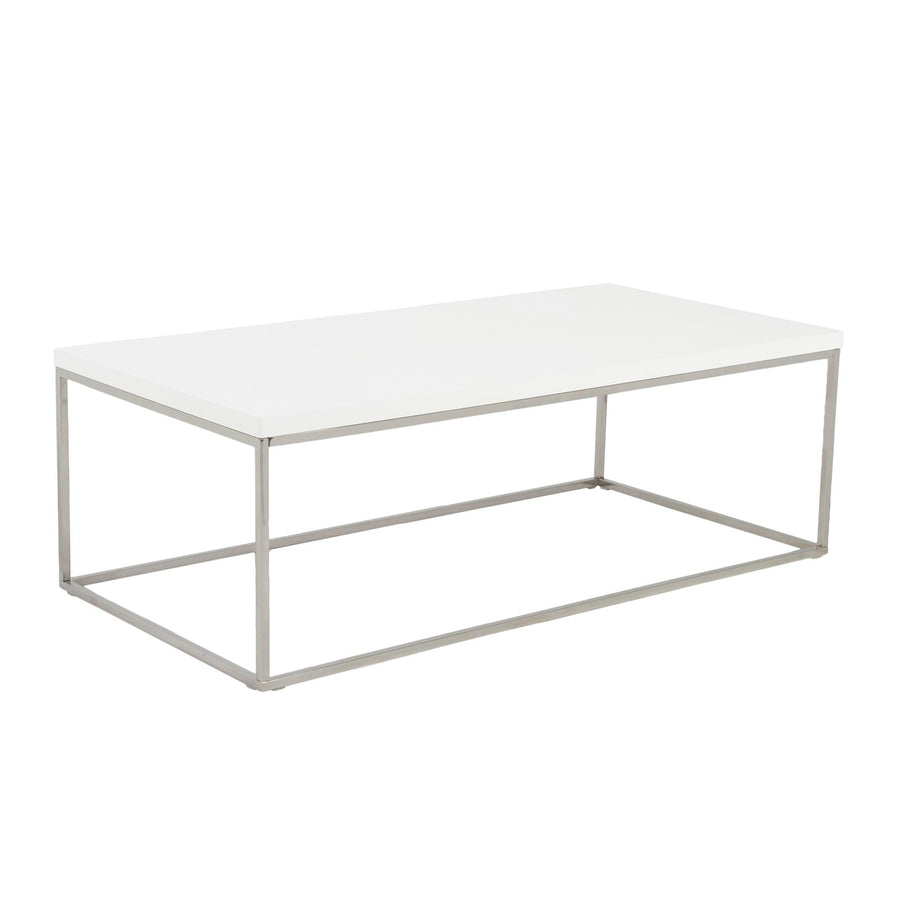 SwayLiving Teresa Rectangle Coffee Table with Polished Stainless Steel Base COFFEE TABLES