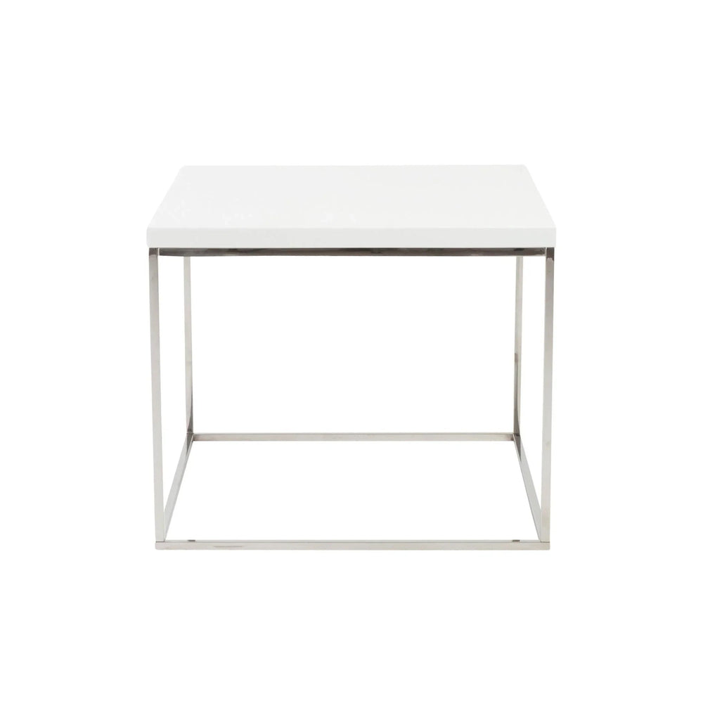 SwayLiving Teresa Square Side Table with Polished Stainless Steel Base ACCENT TABLES