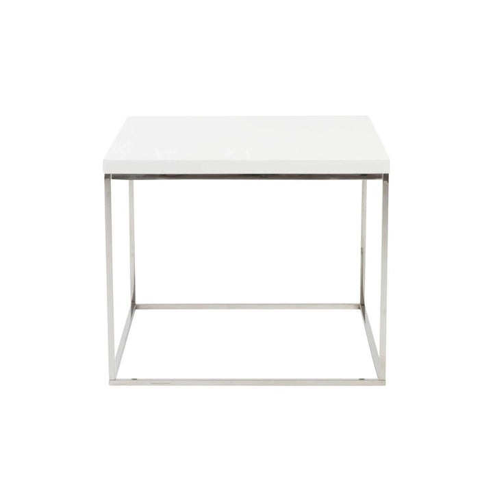 SwayLiving Teresa Square Side Table with Polished Stainless Steel Base ACCENT TABLES