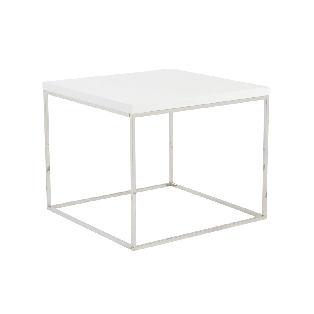 SwayLiving Teresa Square Side Table with Polished Stainless Steel Base ACCENT TABLES