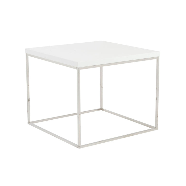 SwayLiving Teresa Square Side Table with Polished Stainless Steel Base ACCENT TABLES