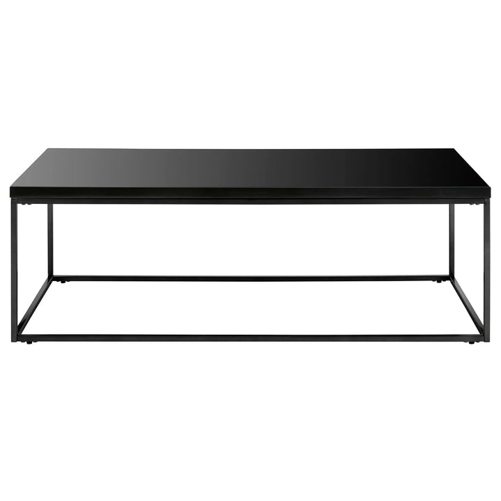 SwayLiving TERESA RECTANGLE COFFEE TABLE IN HIGH GLOSS BLACK WITH MATTE BLACK BASE COFFEE TABLES