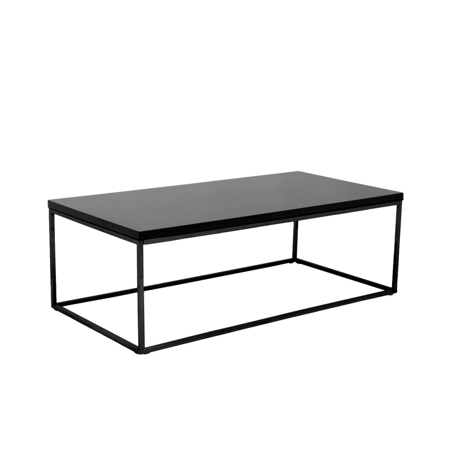 SwayLiving TERESA RECTANGLE COFFEE TABLE IN HIGH GLOSS BLACK WITH MATTE BLACK BASE COFFEE TABLES