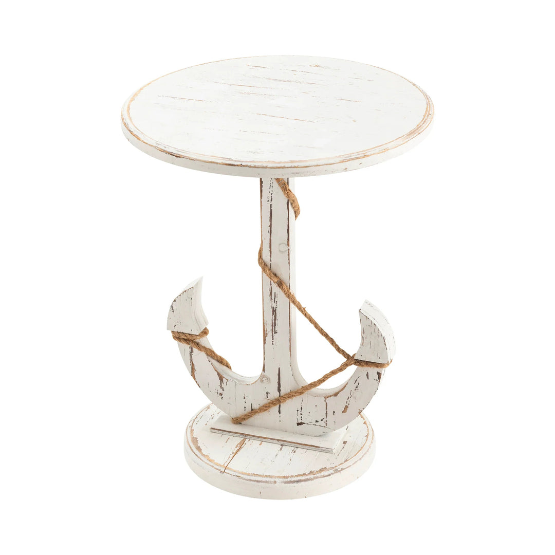 SwayLiving White Anchor Pedestal Accent Table ACCENT TABLES