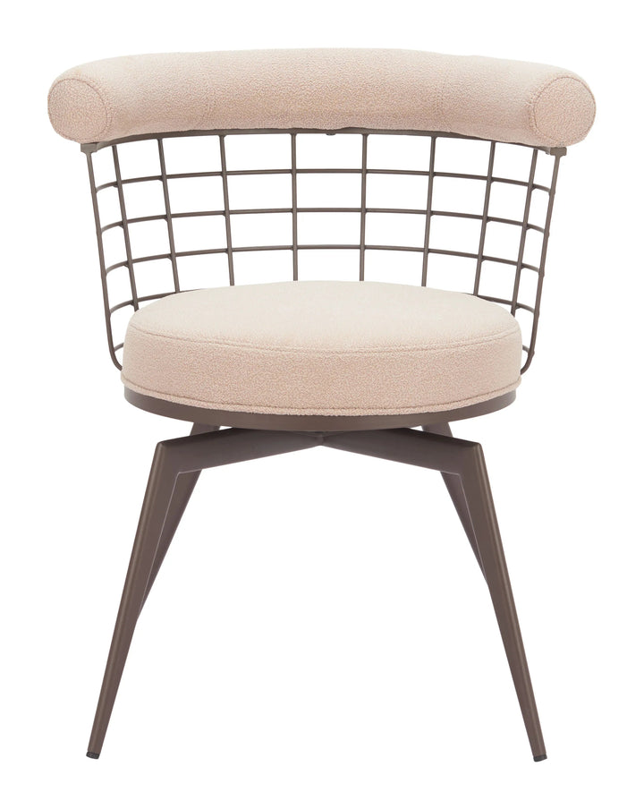 SwayLiving Saku Swivel Dining Chair Beige & Brown - Set of 2 DINING CHAIRS