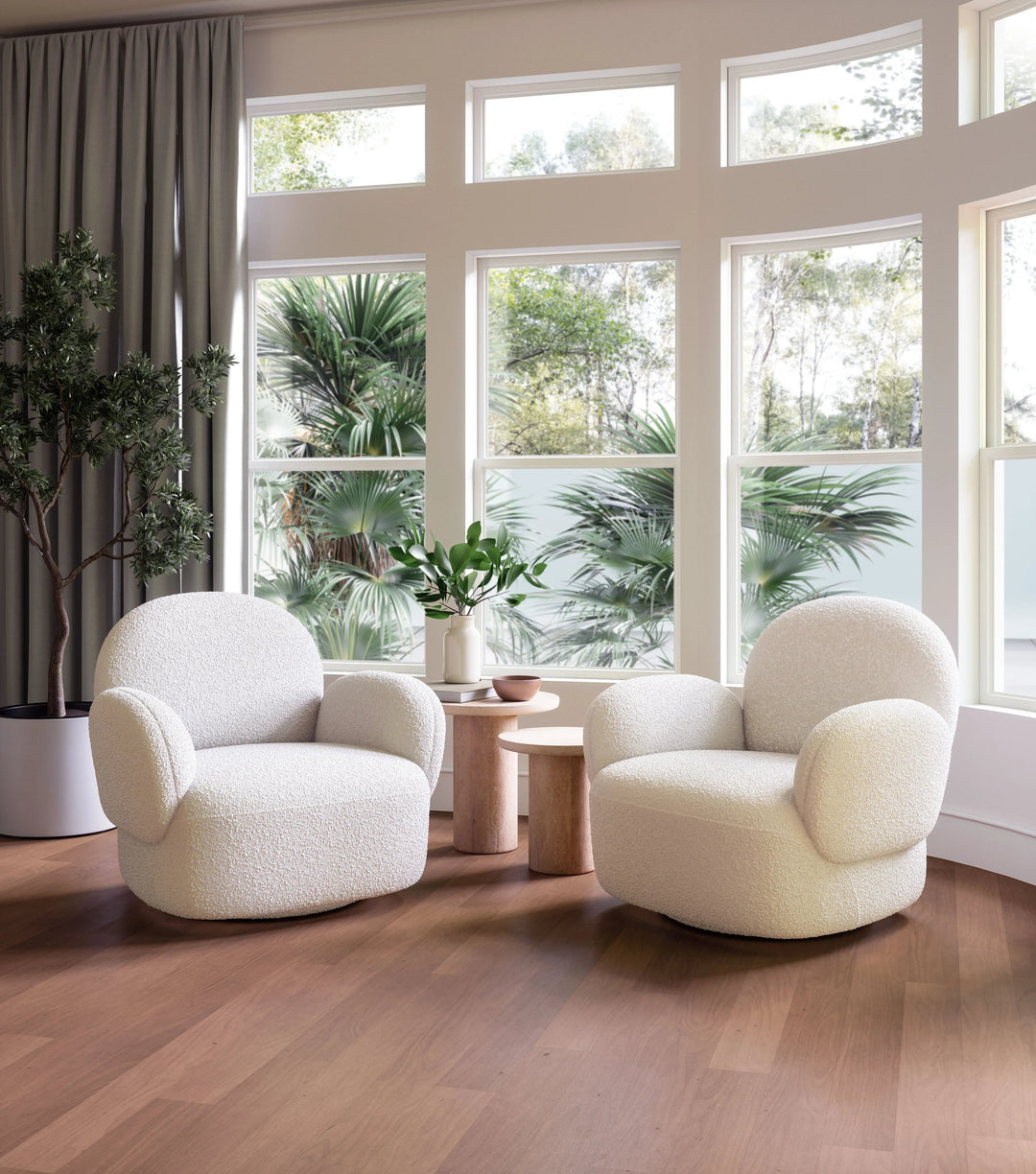 SwayLiving Pilka Swivel Chair White ACCENT + LOUNGE CHAIRS