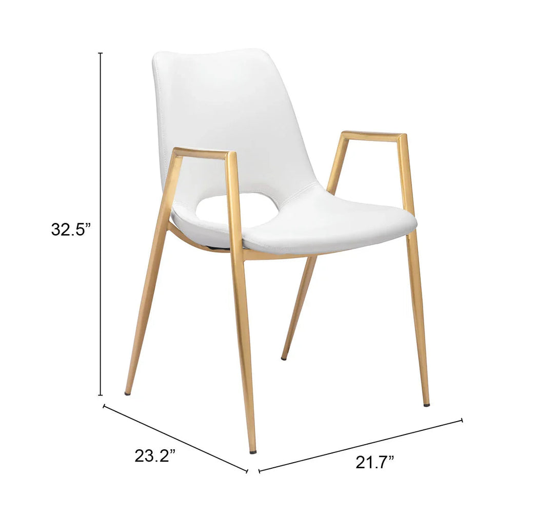 SwayLiving Desi Dining Chair (Set of 2) White & Gold DINING CHAIRS