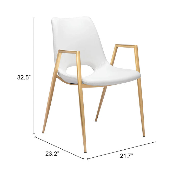 SwayLiving Desi Dining Chair (Set of 2) White & Gold DINING CHAIRS