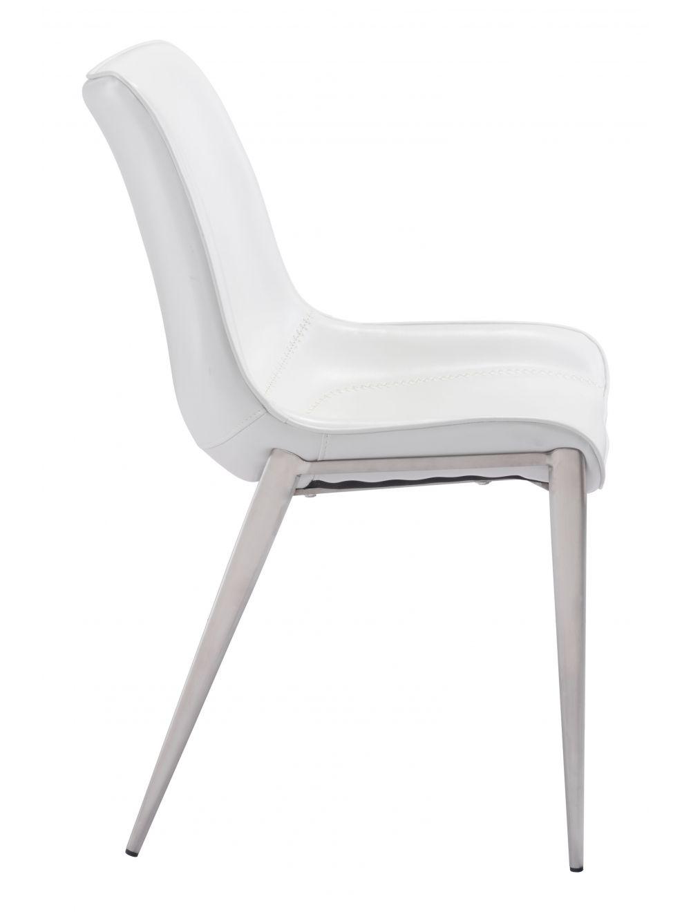 SwayLiving Magnus Dining Chair (Set of 2) White & Silver DINING CHAIRS