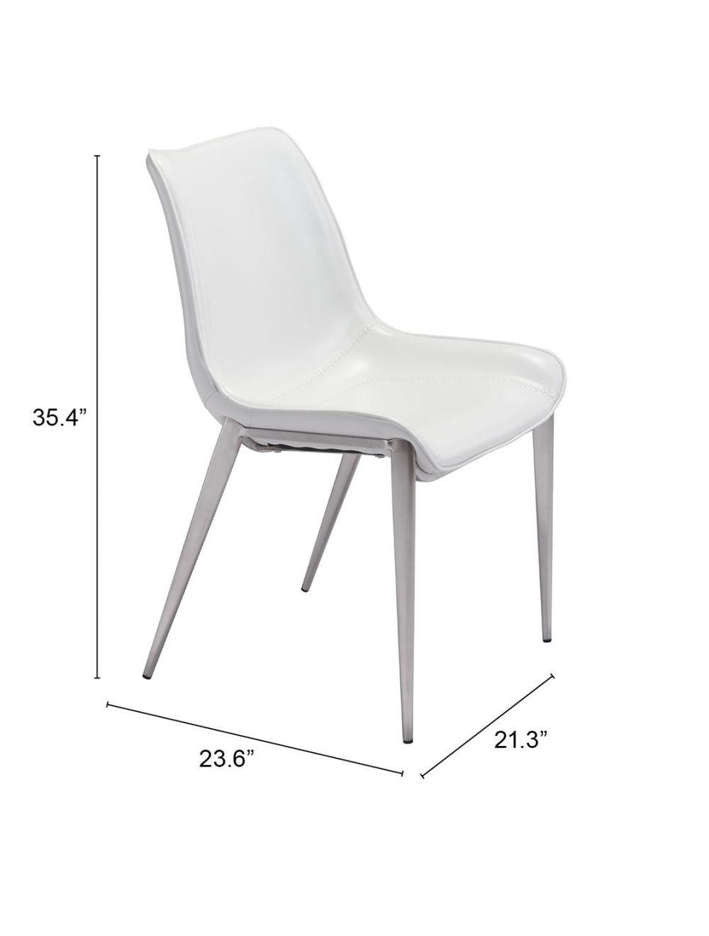 SwayLiving Magnus Dining Chair (Set of 2) White & Silver DINING CHAIRS