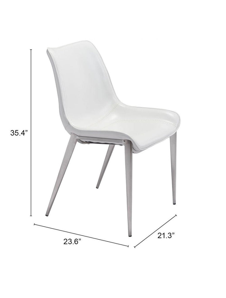 SwayLiving Magnus Dining Chair (Set of 2) White & Silver DINING CHAIRS