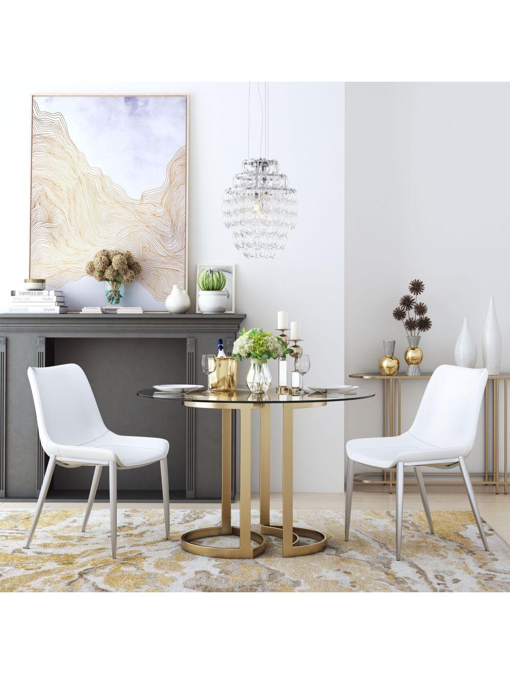 SwayLiving Magnus Dining Chair (Set of 2) White & Silver DINING CHAIRS