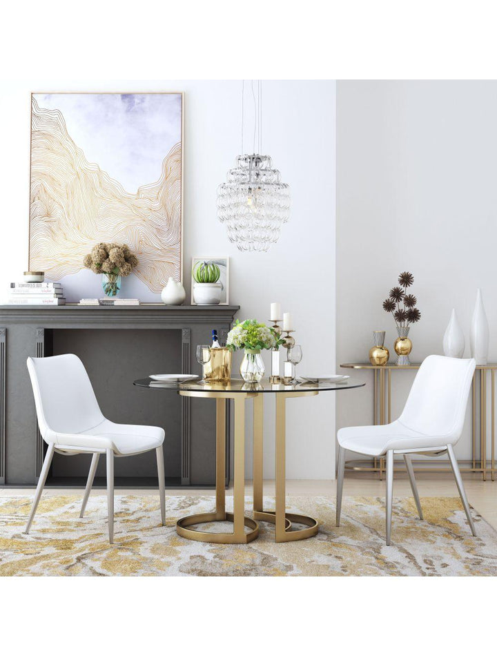 SwayLiving Magnus Dining Chair (Set of 2) White & Silver DINING CHAIRS