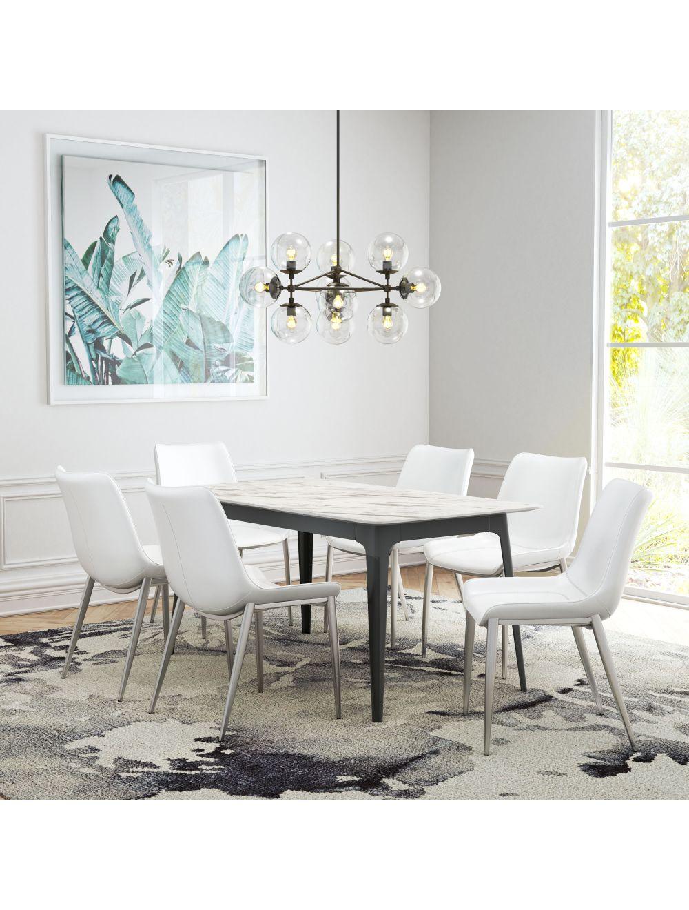 SwayLiving Magnus Dining Chair (Set of 2) White & Silver DINING CHAIRS