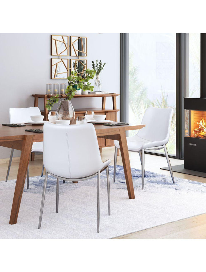 SwayLiving Magnus Dining Chair (Set of 2) White & Silver DINING CHAIRS