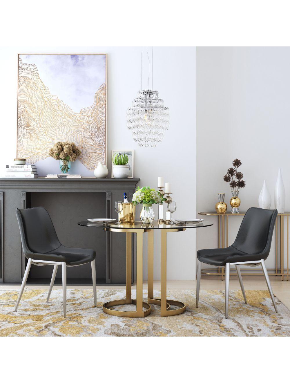 SwayLiving Magnus Dining Chair (Set of 2) Black & Silver DINING CHAIRS