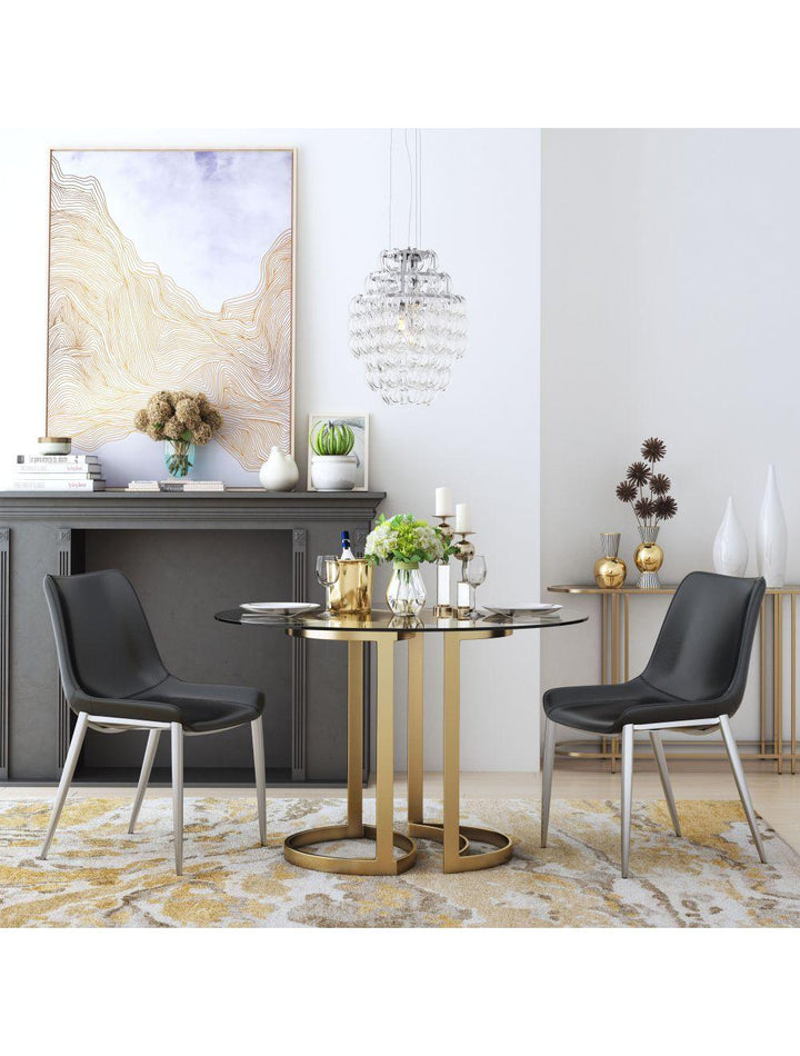 SwayLiving Magnus Dining Chair (Set of 2) Black & Silver DINING CHAIRS
