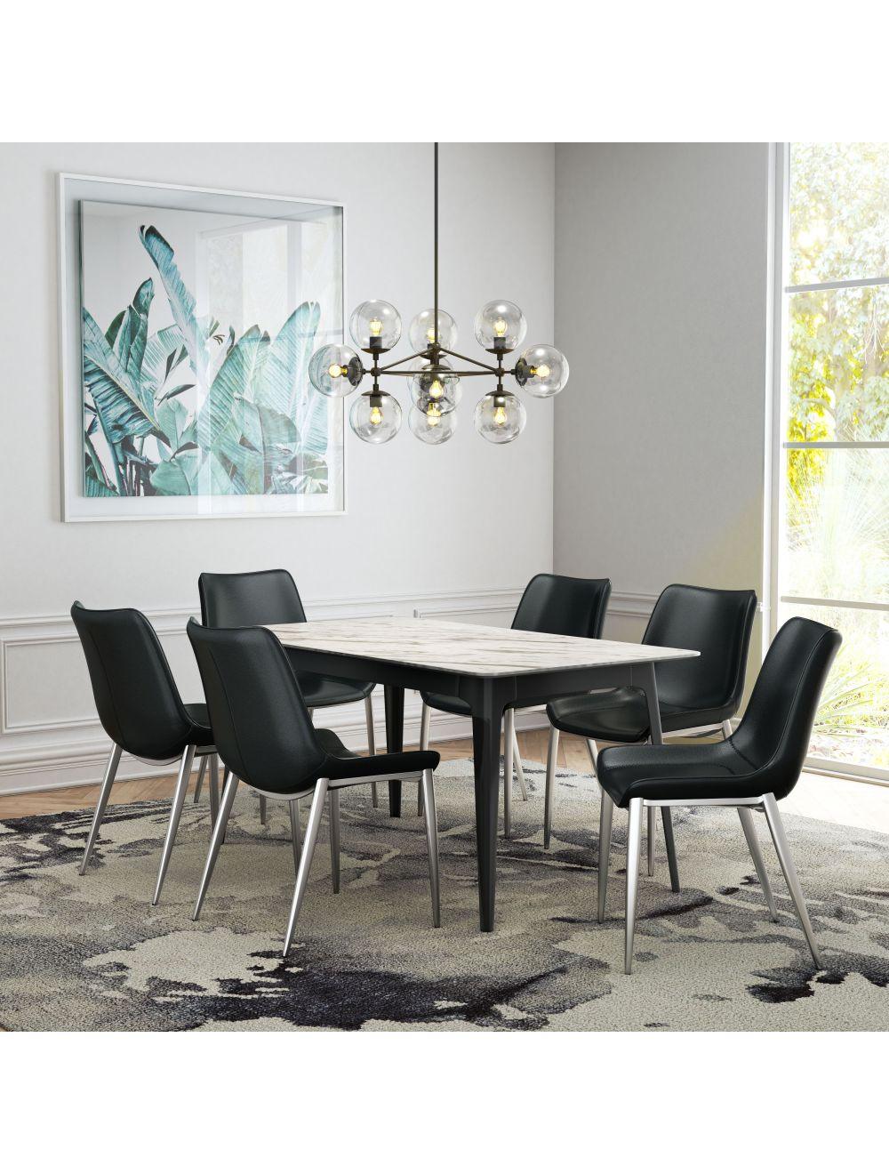 SwayLiving Magnus Dining Chair (Set of 2) Black & Silver DINING CHAIRS