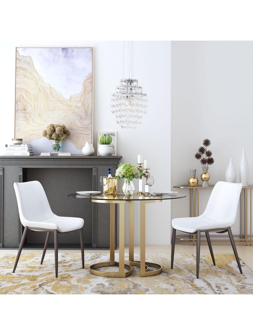 SwayLiving Magnus Dining Chair (Set of 2) White & Walnut DINING CHAIRS