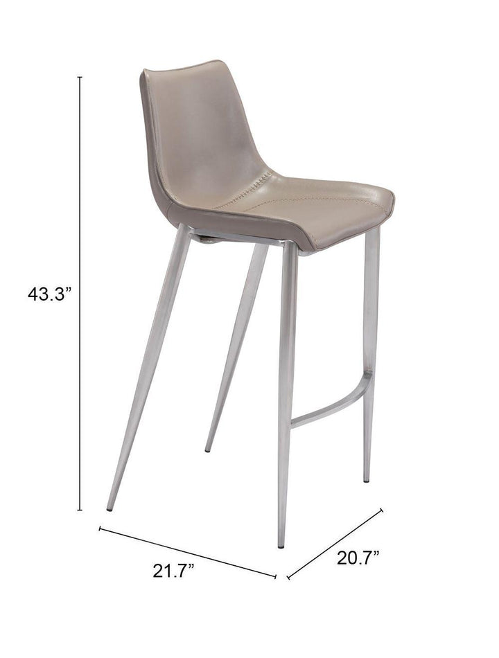 SwayLiving Magnus Bar Chair (Set of 2) Gray & Silver BAR STOOLS + COUNTER STOOLS