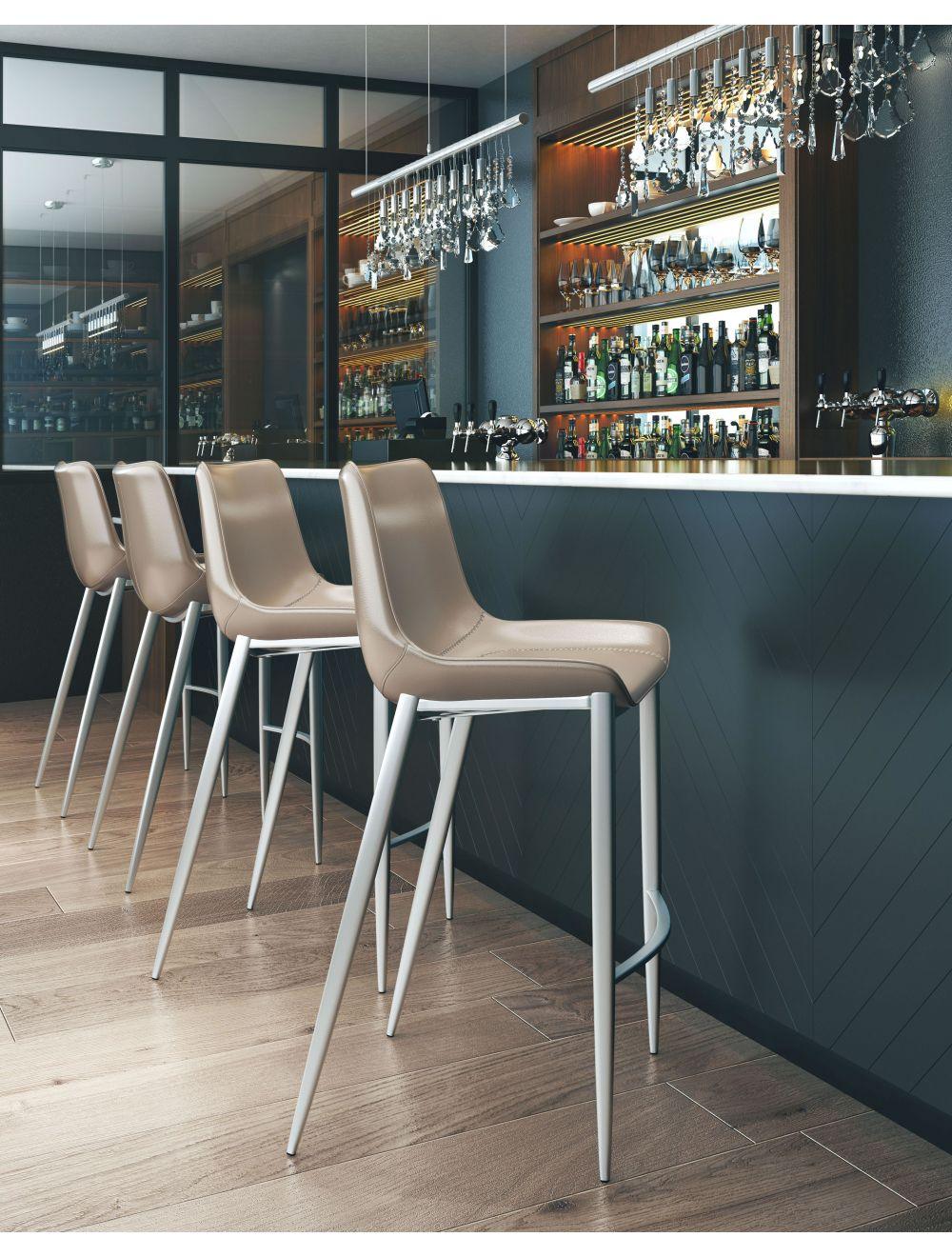 SwayLiving Magnus Bar Chair (Set of 2) Gray & Silver BAR STOOLS + COUNTER STOOLS