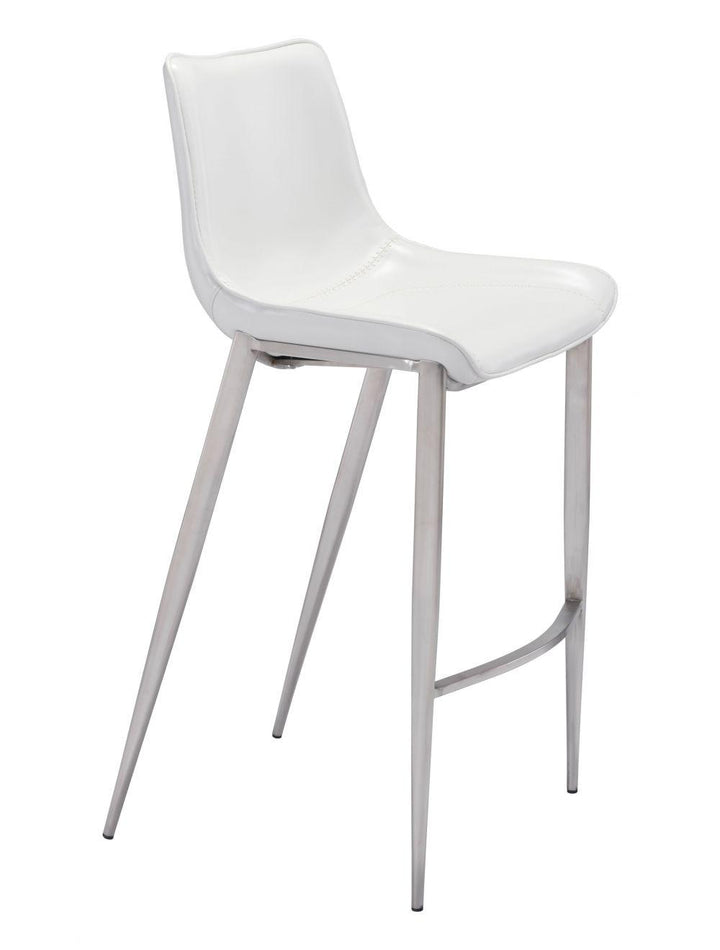 SwayLiving Magnus Bar Chair (Set of 2) White & Silver BAR STOOLS + COUNTER STOOLS