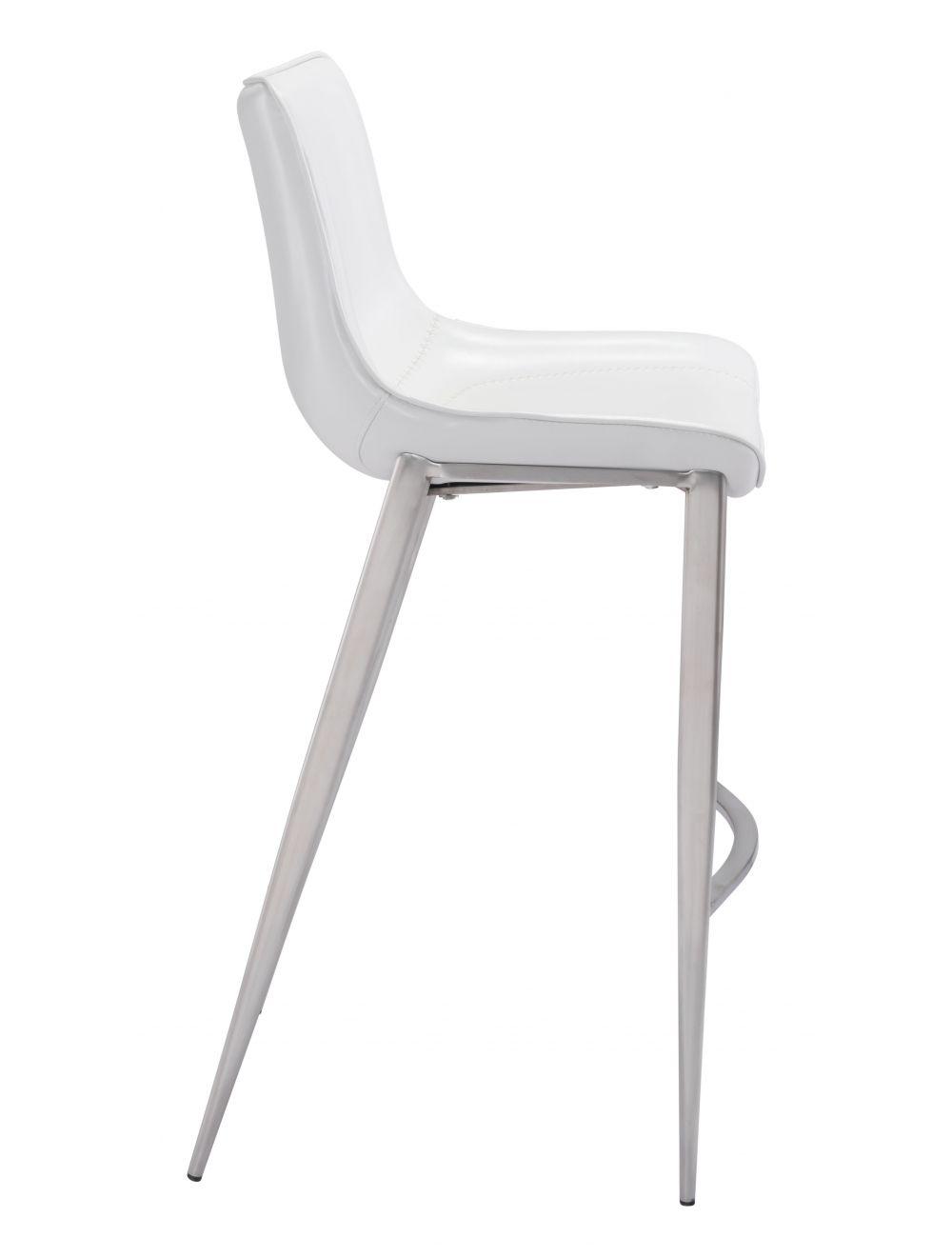 SwayLiving Magnus Bar Chair (Set of 2) White & Silver BAR STOOLS + COUNTER STOOLS