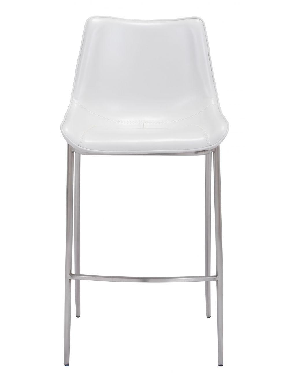 SwayLiving Magnus Bar Chair (Set of 2) White & Silver BAR STOOLS + COUNTER STOOLS