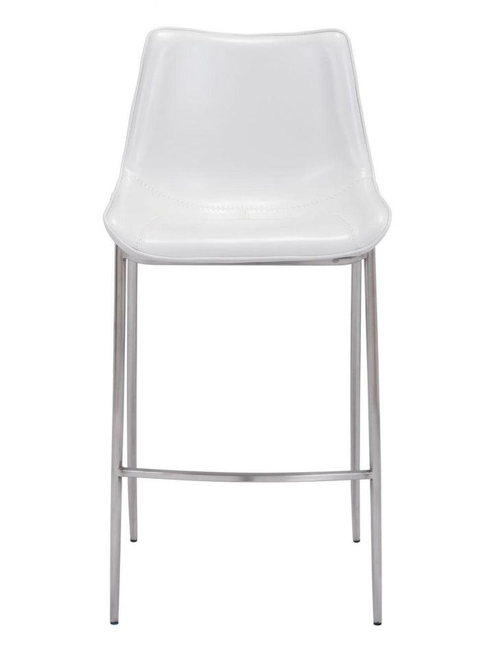 SwayLiving Magnus Bar Chair (Set of 2) White & Silver BAR STOOLS + COUNTER STOOLS