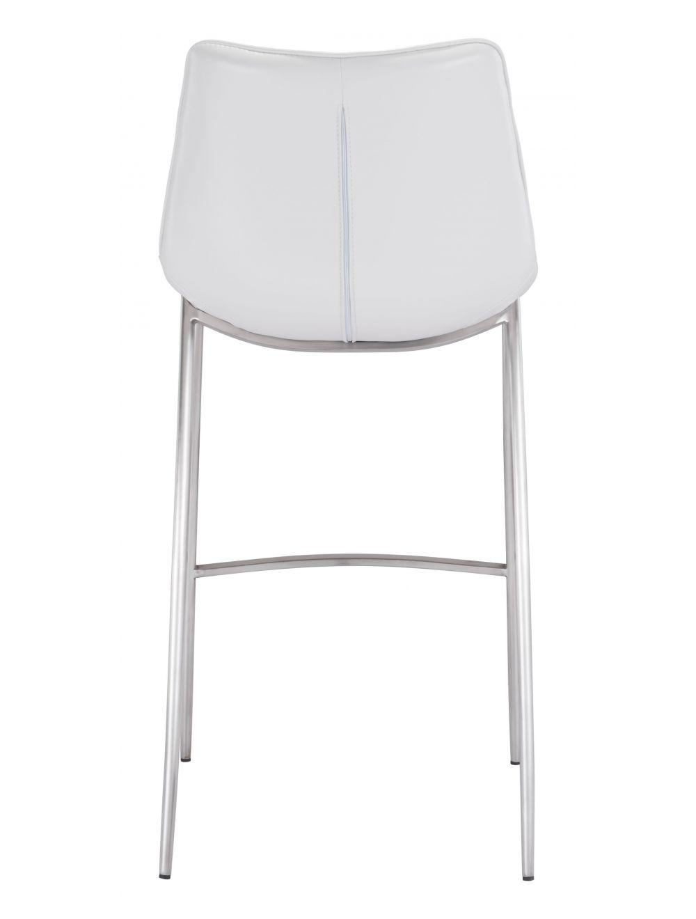 SwayLiving Magnus Bar Chair (Set of 2) White & Silver BAR STOOLS + COUNTER STOOLS