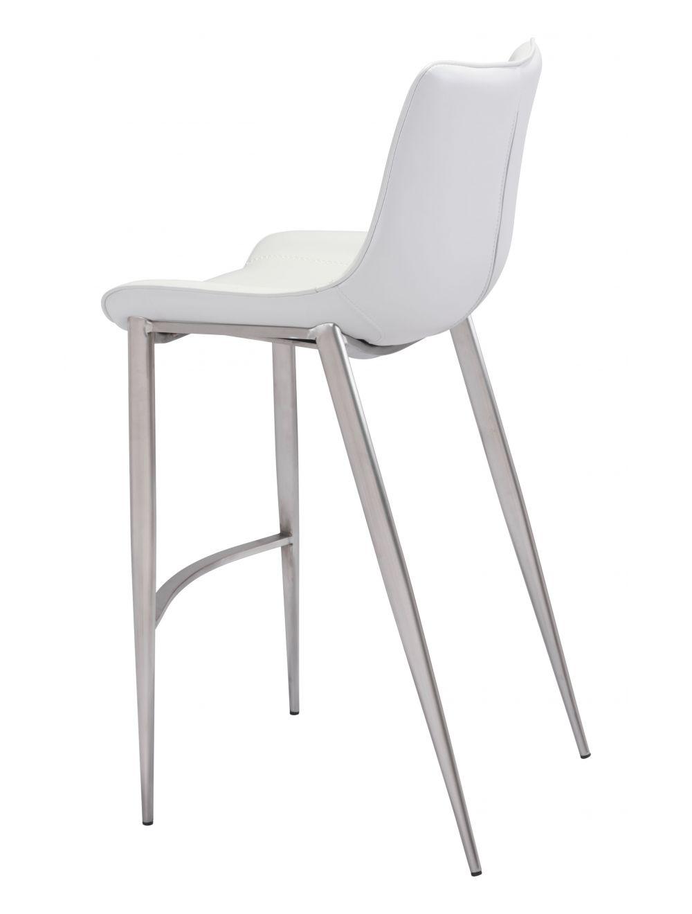 SwayLiving Magnus Bar Chair (Set of 2) White & Silver BAR STOOLS + COUNTER STOOLS