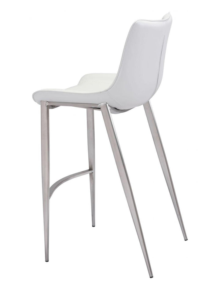 SwayLiving Magnus Bar Chair (Set of 2) White & Silver BAR STOOLS + COUNTER STOOLS
