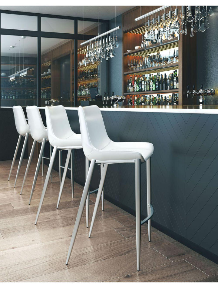 SwayLiving Magnus Bar Chair (Set of 2) White & Silver BAR STOOLS + COUNTER STOOLS