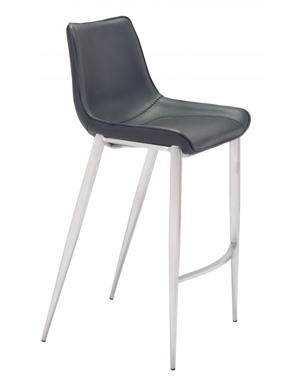 SwayLiving Magnus Bar Chair (Set of 2) Black & Silver BAR STOOLS + COUNTER STOOLS