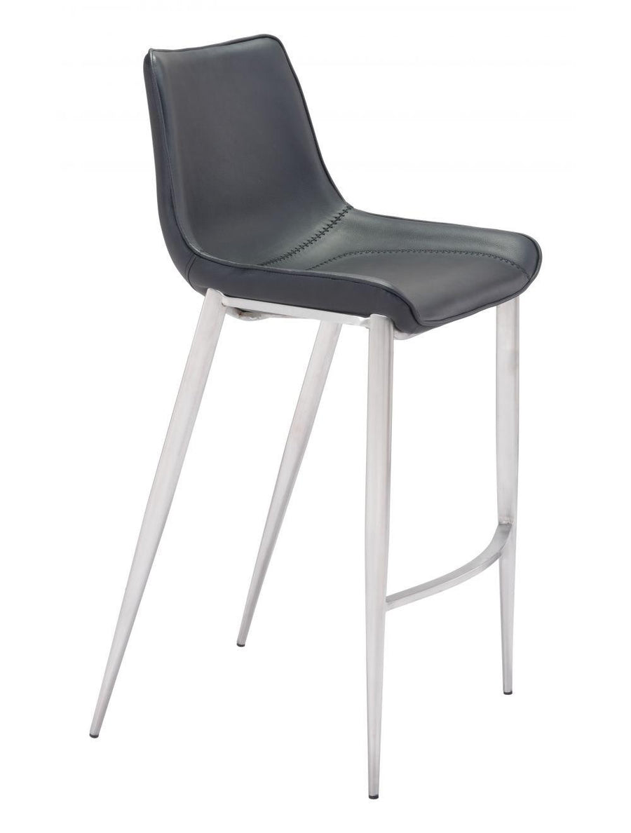 SwayLiving Magnus Bar Chair (Set of 2) Black & Silver BAR STOOLS + COUNTER STOOLS