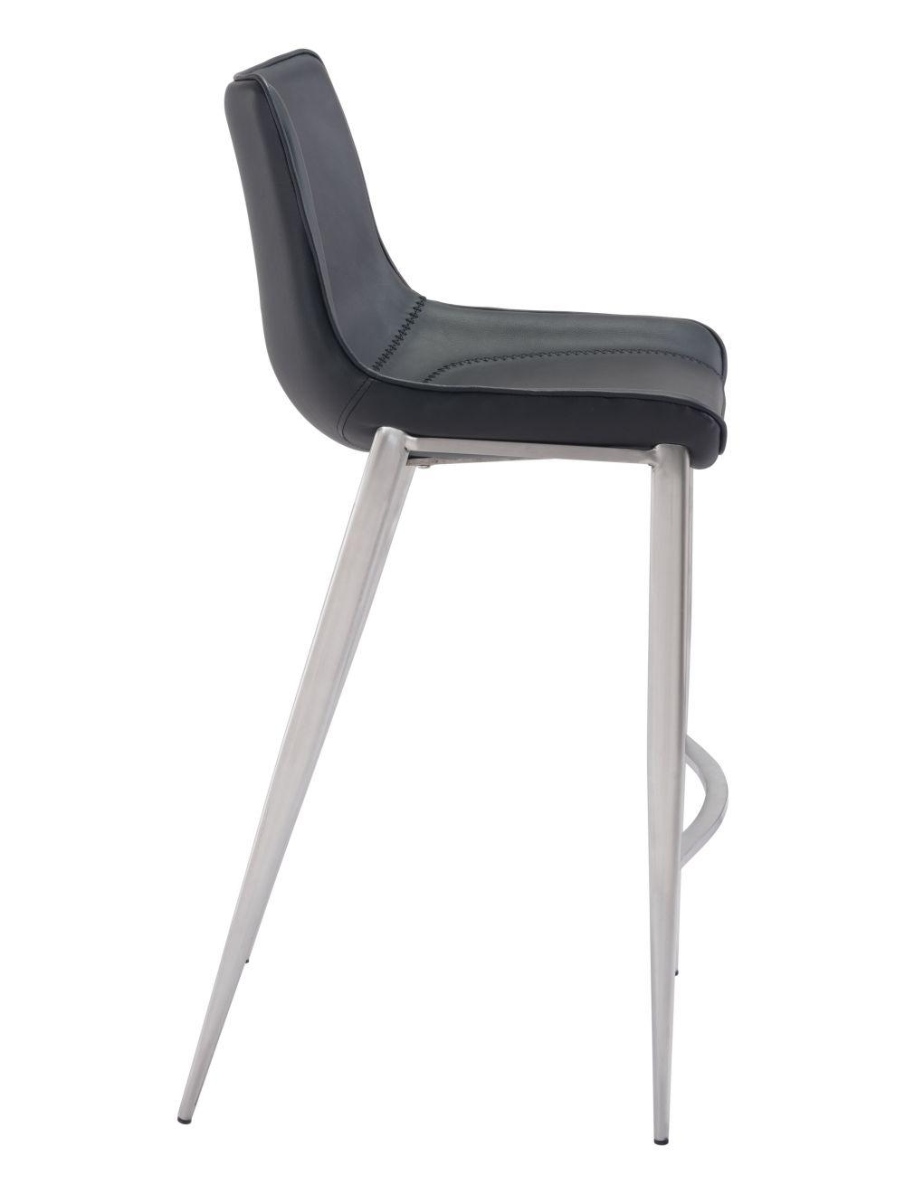 SwayLiving Magnus Bar Chair (Set of 2) Black & Silver BAR STOOLS + COUNTER STOOLS