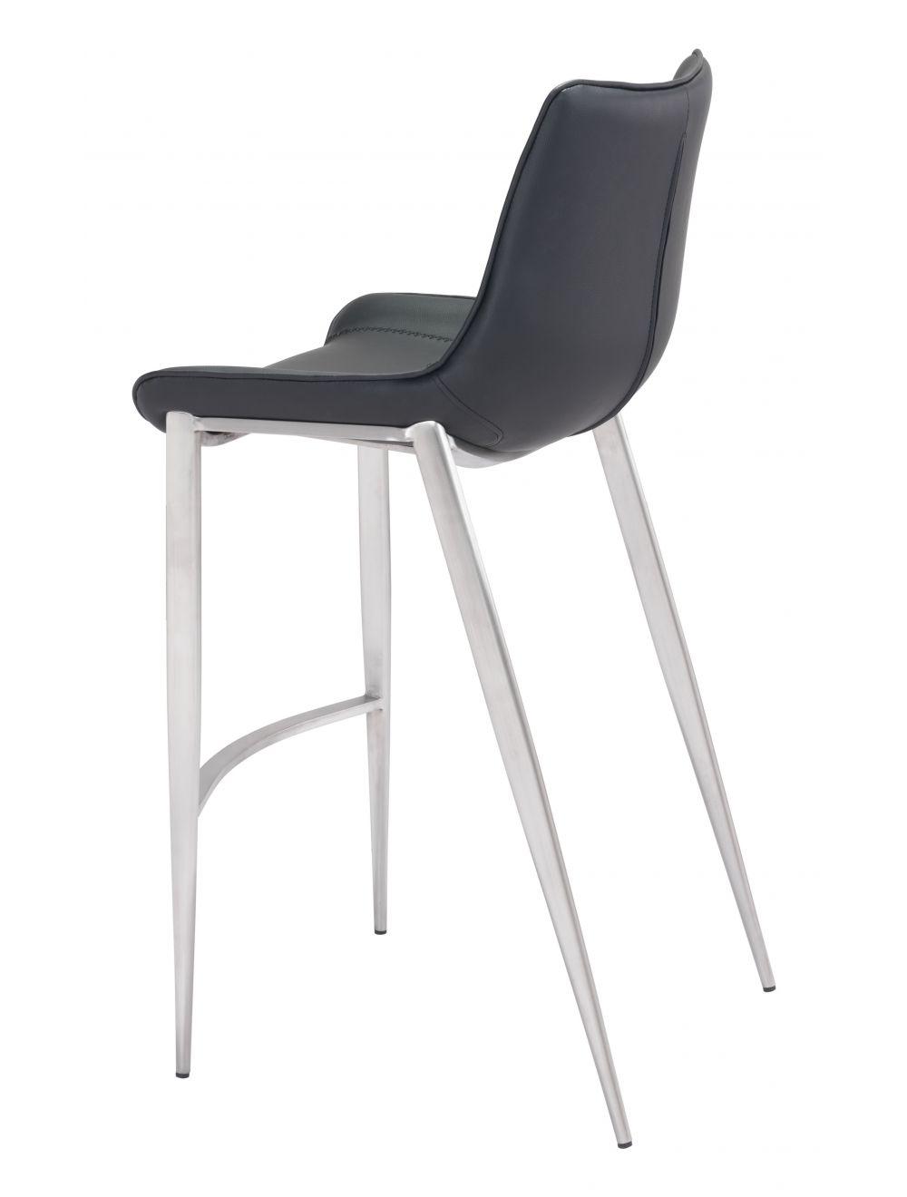 SwayLiving Magnus Bar Chair (Set of 2) Black & Silver BAR STOOLS + COUNTER STOOLS