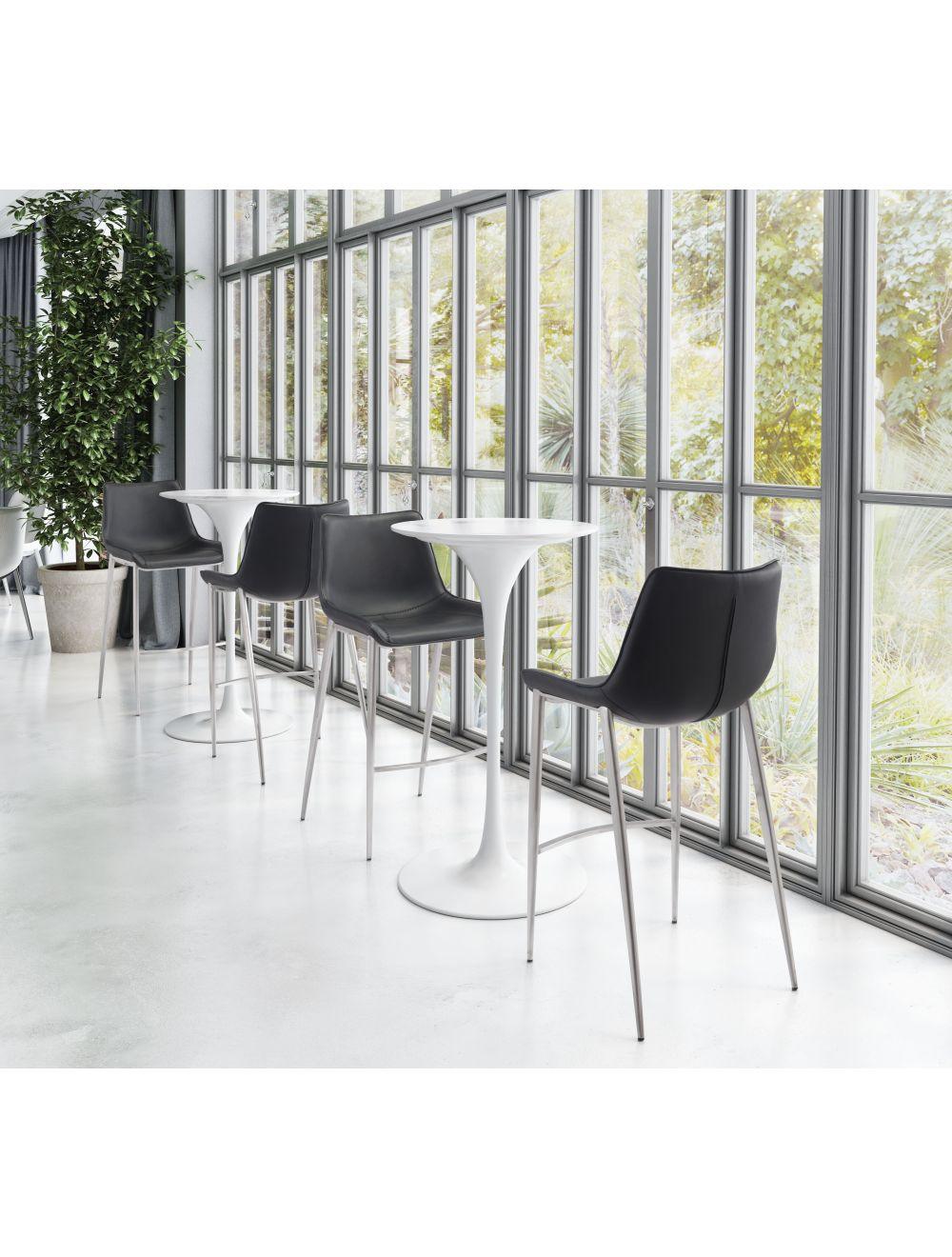 SwayLiving Magnus Bar Chair (Set of 2) Black & Silver BAR STOOLS + COUNTER STOOLS