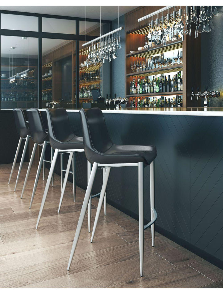 SwayLiving Magnus Bar Chair (Set of 2) Black & Silver BAR STOOLS + COUNTER STOOLS