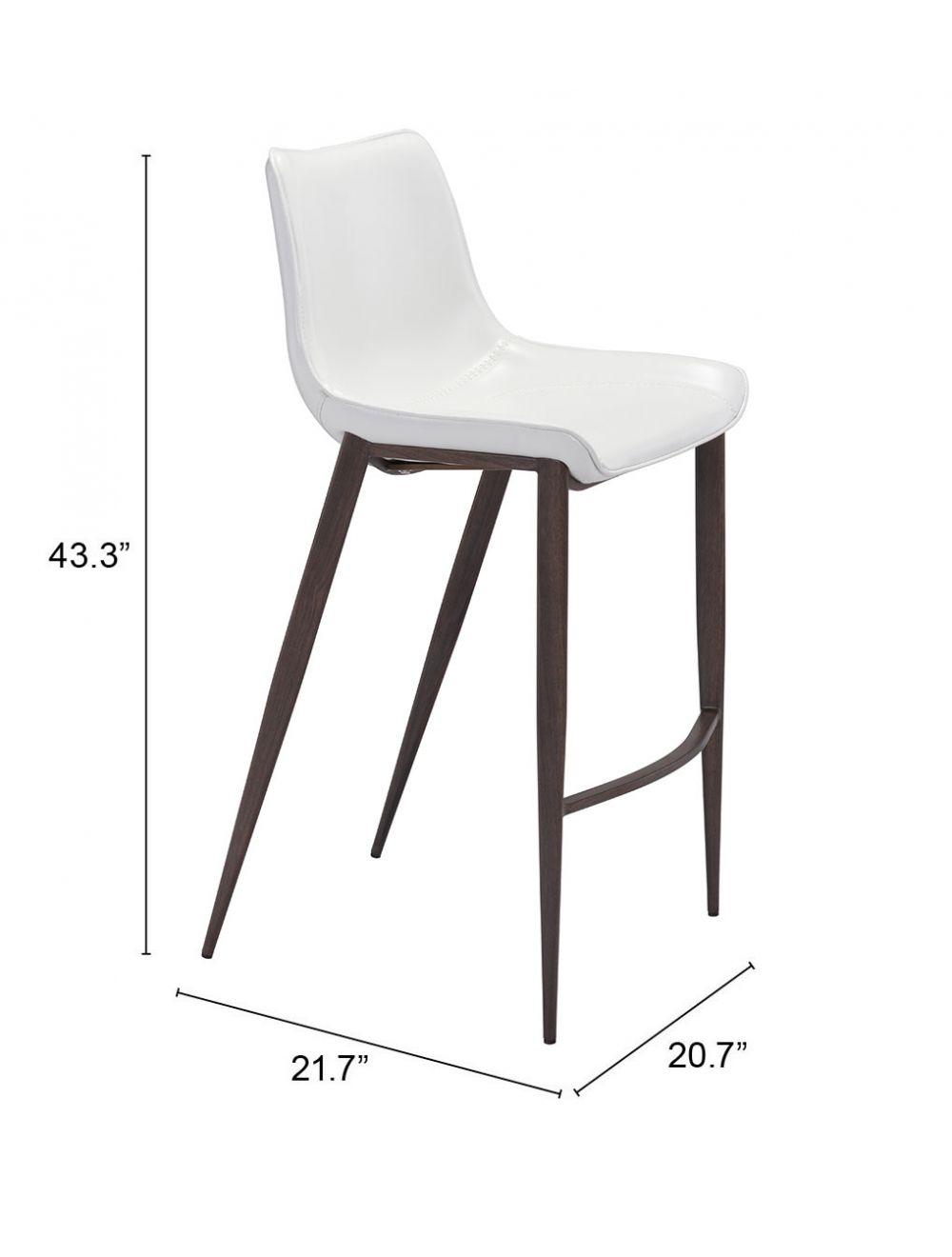 SwayLiving Magnus Bar Chair (Set of 2) White & Walnut BAR STOOLS + COUNTER STOOLS